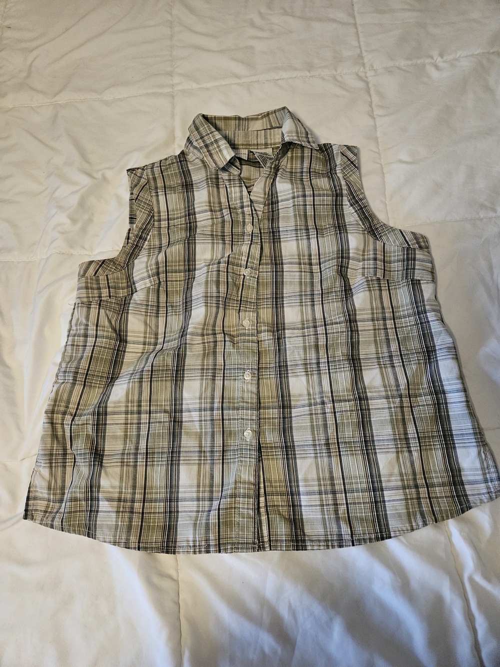 White Stag Green and Cream Plaid Button Shirt